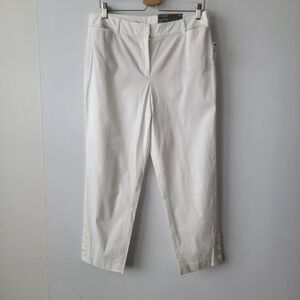 Talbots women's perfect crop pants size 10 slim leg Mid Rise curvy button detail